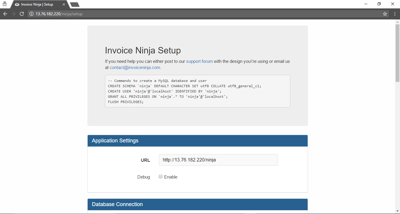 invoice ninja setup
