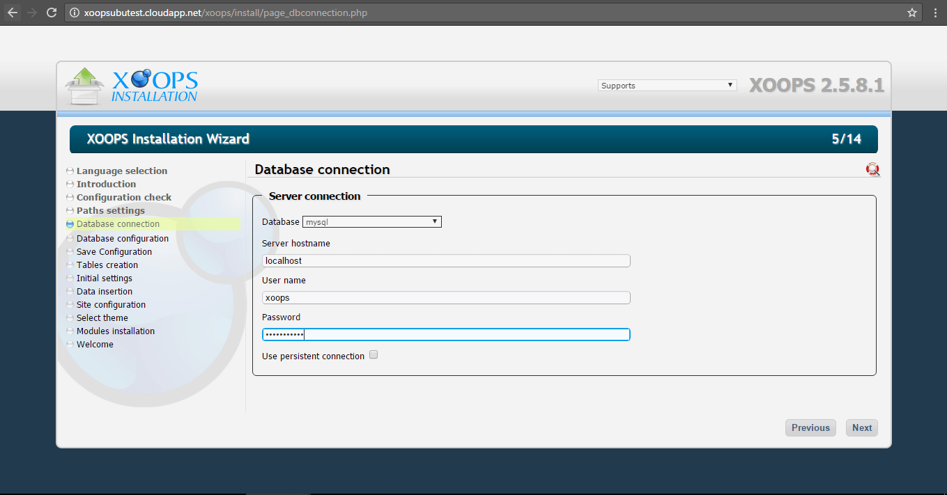 xoops-installation-wizard-database-connection
