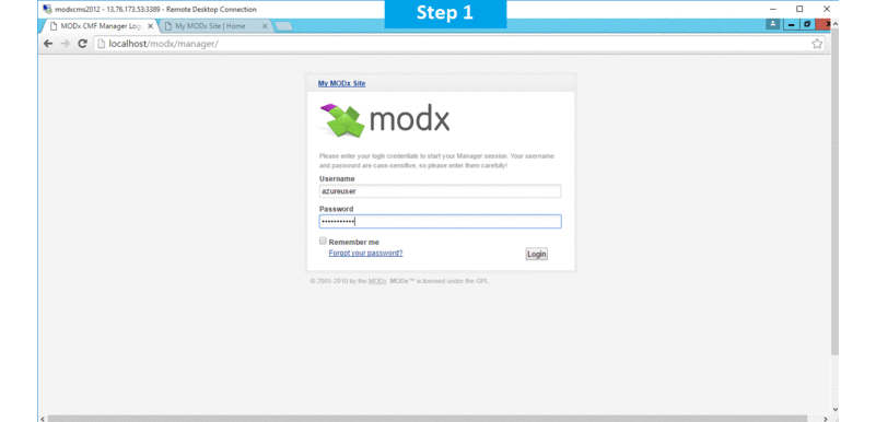 configuration of modx on cloud on aws azure google cloud